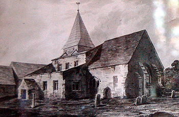 The old Silsoe chapel from the south-east about 1800